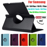 For Samsung Galaxy Tab S9 A9 Plus Ultra S9FE 360 Rotating Tablet Funda Flip Cover Samsung Tab S9Ultra S9+ A9+ S9FE+ Stand PU Leather Cover Case