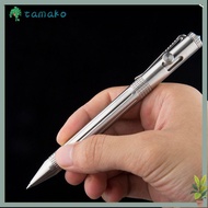 TAMAKO Alloy Pen, Silver Stainless Steel Bolt Action Pen, Daily Writing Black Ink Signature Pen