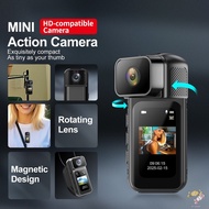 2.7K Mini Action Camera Thumb Size Hands-Free Recording Body Worn Camera for Work Travel Sport & Pet