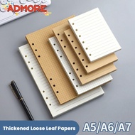 ADMORE 80Sheets Notebook Refill Paper, A5/A6/A7 Kraft Paper Loose Leaf Paper, Durable Horizontal Lin