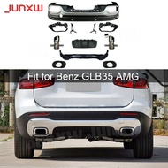 for Mercedes Benz GLB X247 GLB180 200 GLB35 AMG 2019 + Car Rear Bumper Lip Diffuser Spoiler with Exh