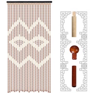 Kayu Buluh Bidai Tirai Langsir Pintu# Bamboo Wooden Beads Door Curtain Blinds Screen Handmade Hanging Strips Home Decoration Room Portition Divider Drapes W90*H175cm 27 Lines