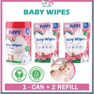 FIFFY Baby Wipes 1 bottle 2 refill (300sheets) Tisu Basah Bayi Wipes tissues good quality