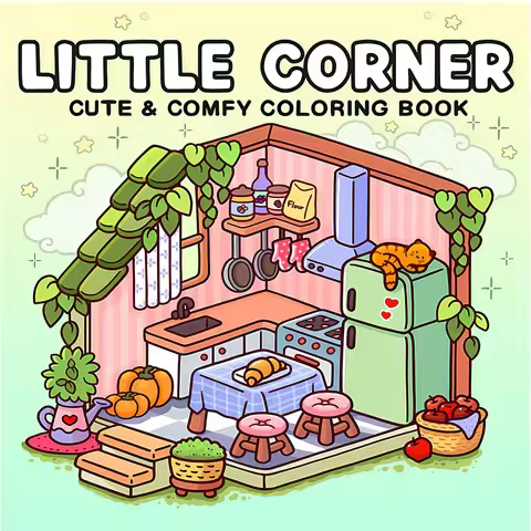 LITTLE CORNER: Coloring Book for Adults Featuring Cute Cozy Daily Activities in Cozy Hygge Moments f