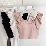 【YOGATRUTH】(Fixed Padded) Woman Crop Top Sweet Skin Friendly Sports T-shirt Gym Yoga