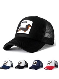 1入組男性卡車司機帽，透氣網眼達克斯獵犬刺繡復古運動棒球帽男士配件韓流釣魚戶外遮陽帽