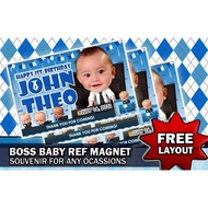 PERSONALIZED CHRISTENING/ DEDICATION BOSS BABY FREE LAYOUT REF MAGNET THEME GIVEAWAYS