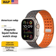 W&P สําหรับสายนาฬิกาแม่เหล็กนาฬิกา ultra1/2 Magnetic Loop ซิลิโคนเหลวสายรัดระบายอากาศ iWatch S10/9/8