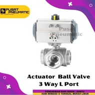 Actuator Ball Valve 3 Way Type L Port Double Acting Size 1/2 Inch