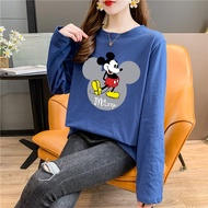 [TSHIRTWOMEN] Baju T Shirt Perempuan Lengan Panjang Blouse Plus Size Long Sleeve T-shirt Mickey Mouse Clothes