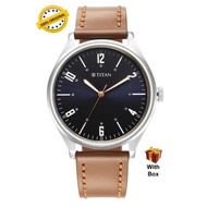 (Men TITAN 1802SL17 Leather Strap Men Watch