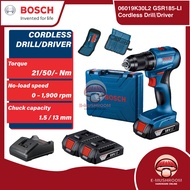 Bosch GSR 185-LI Cordless Brushless Drill Driver With 2 Batteries 1 Chargers - 06019K30L2