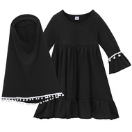 2Pcs Trẻ Em Cô Gái Hijab Abaya Hồi Giáo Thiết Lập Cho Bé trang phục hồi giáo Trên Khăn Kaftan Khimar