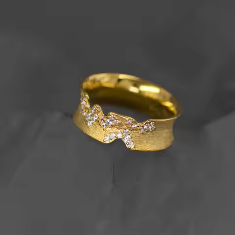 Rosaeflora "Erosion Mark" Unique Artistic Design Ring Genuine 925 Sterling Silver Fine Jewelry