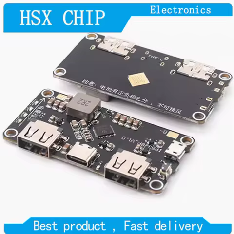 IP5328P Dual USB 18650 Battery Charger treasure Tpye-c 3.7V to 5V 9V 12V Step up Fast Quick Charger 