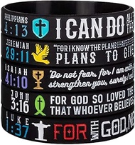 Sainstone 5-Pack Power of Faith Inspirational Bible Silicone Bracelets - Philippians 4:13, Jeremiah 