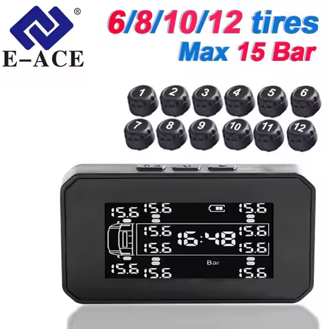 Truck Bus Lorry Solar TPMS LCD Display Tire Pressure Monitor System Tyre Pressure Monitor 0-15bar Wi