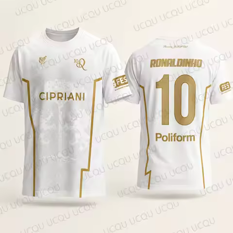 2026 New ITALY Ronaldinho Limited Edition Football Jersey No.10 Retro Soccer Shirt Gold White Fan Co