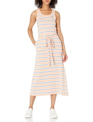 Women's Sleeveless Striped Belted Maxi Dress, Ledge/LATA-Flour-TURQUIN Blue, 0