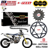 HUSQVARNA 450cc FC450 / FE450 Full Set Regina Black Dual Chain 520 ZRA Steel Sprocket Sets