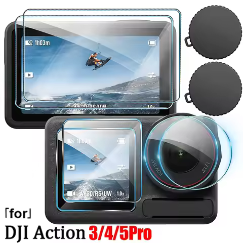 For DJI Osmo Action 5 Pro 4 3 Screen Protector Screen Protector Tempered Glass + Lens Protective Cas