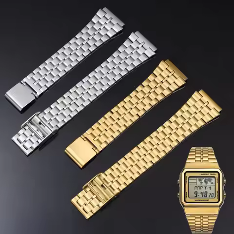 Fine steel watchband for CASIO steel wristband A158 / A159 / A168 /A169 /B650 /AQ230/ 700 small gold