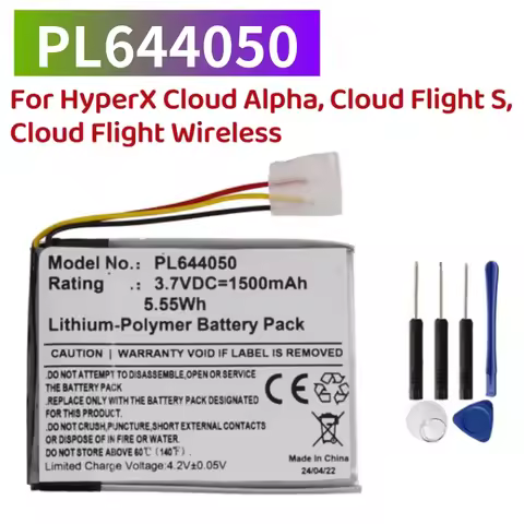 New Wireless Headset Battery 3.7V/1500mAh PL644050 For HyperX Cloud Flight, Cloud Alpha, Cloud Fligh