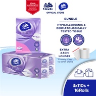 Vinda Prestige 4D Deco Toilet Tissue (16 Rolls) + Vinda Prestige 4D Deco Embossed Facial Tissue - M 