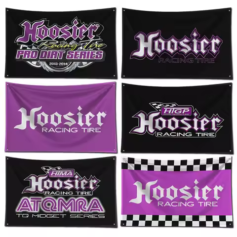 3x5 Ft Racing Tire Flag Polyester Digital Printing H-Hoosiers Banner for Garage Wall Art Out Door De