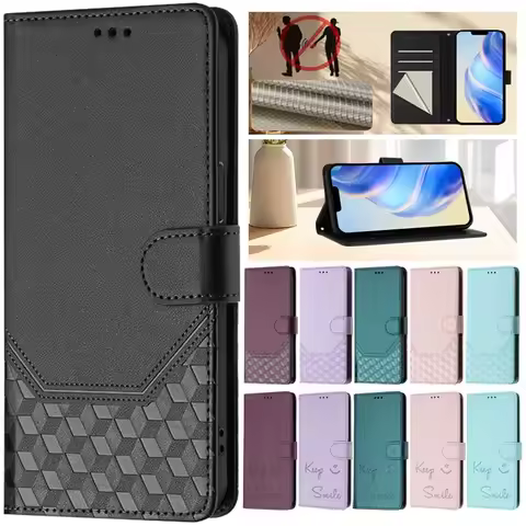 X9B X8B X7B X6B Case For Honor X9b X8b X7b X6b Cover Cellular Pattern Leather Case For Honor X8 X9 X