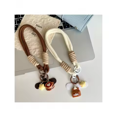 1PC Mocha Coffee Star Pendant Phone Lanyard Wrist Strap，Cute phone strap with lanyard，Phone strap，Su