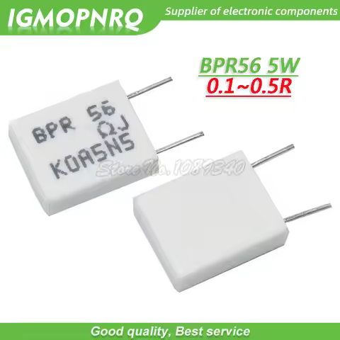 100pcs BPR56 5W 0.1R 0.15R 0.22R 0.25R 0.33R 0.5R Non-inductive Ceramic Cement Resistor 0.1 0.15 0.2