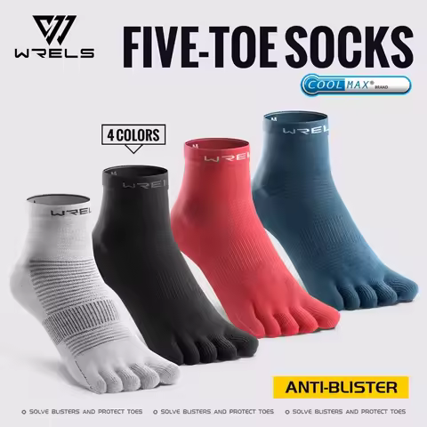 WRELS 1/3 Pairs COOLMAX Sports Five-toe Running Socks Quick-drying Breathable Anti-Blisters Marathon