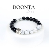 Stone Bracelet Ganesha "Om" Symbol Of Success Howlight + Onyx 8 Mm