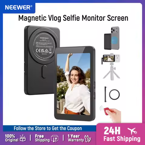 NEEWER 4" Magnetic Vlog Selfie Monitor Screen Back Camera Monitor with Remote 4K 120fps Wired Record