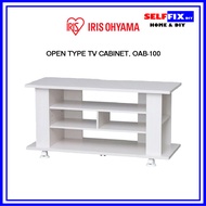 Iris Ohyama Open Type TV Cabinet, White / Brown / Black Oak (OAB-100)