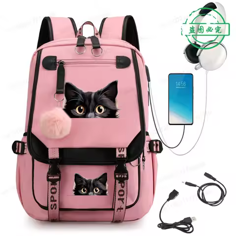 Kawaii Cartoon Cat Backpack Fashion Anime Schoolbag for Teen Girls Boys College Student Travel Lapto