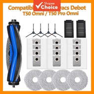 Compatible with Ecovacs Deebot T50 Omni T50 Pro Omni Replacement Parts Kit, Main Brush Side Brush Fi