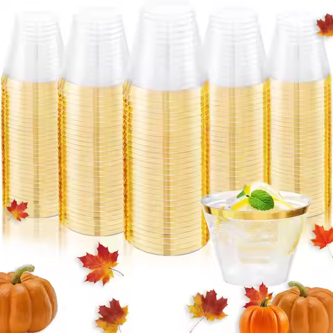 24Pack 9 oz Disposable Clear Plastic Cup Outdoor Tasting Picnic Plastic Cups for Wedding Christmas P