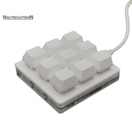 1 Piece 9-Key Mini Mechanical Keypad Select All Copy Paste Custom Shortcut Key One-Key Password Mechanical Osu Game White Plastic