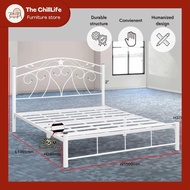 TCLS Bed Frame Queen / King Classic Bed Metal White Frame