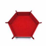 Hexagonal Felt Dice Tray Foldable Storage Box PU Game Tray Desktop Storage Box Jewelry Tray
