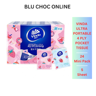 Vinda Pocket Tissue Ultra Strong 4 ply 24 Mini Pack Limited Edition - Fruit Series