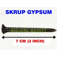 sekrup gisyum panjang 7cm isi100pcs sekrup gypsyum 8x3 panjang 7cm sekrup gypsum hitam luancip panja