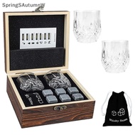 [SpringSAutumnW] Whiskey Stones And Whiskey Glass Gift Set Of 4, For Men | Father's Day, 6 Granite W