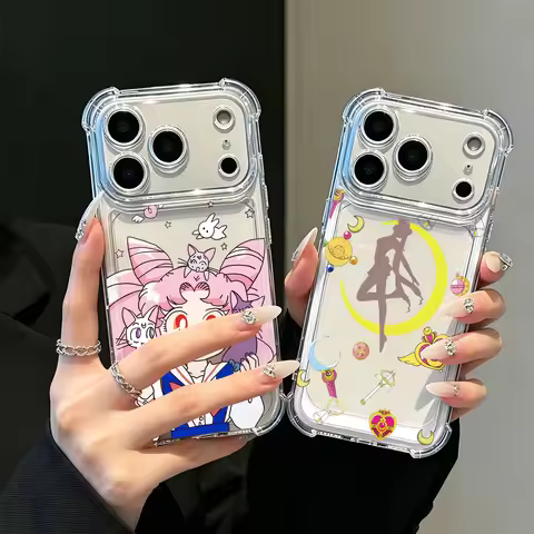S-Sailors M-Moons Anti Fall Clear Phone Case For Xiaomi Redmi 14C 13C 12C K50 K40 Note 14 13 12 11 1
