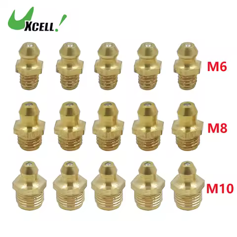 Uxcell Brass M6 M8 M10 Thread Straight 45 Degree Angle 90 Degree Angle Grease Nipple Fittings Kit Zi