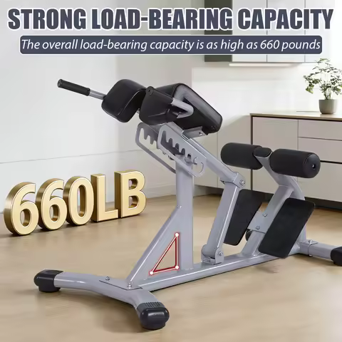 Hyperextension Bench Adjustable Sit Up Exercise Machine 660 Lbs Weight Capacity for Athletes Core Wo