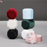 Velvet Ring Box, 3 Slots Wedding Ring Box, Vintage Octagon Premium Jewelry Display Holder Gift Box w