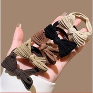 Set of 5 bow-shaped milk tea hair ties _GD888